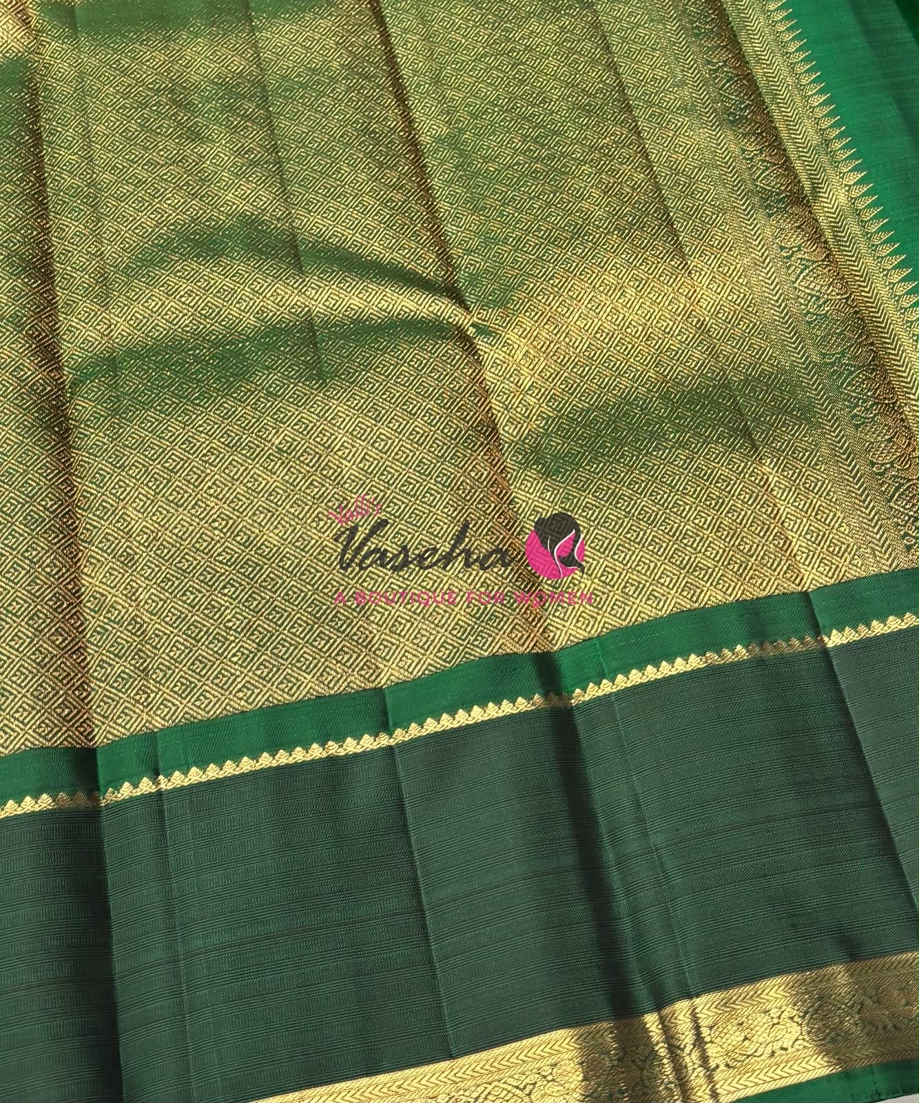 Pure Vintage Korvai Kanchipuram Silk Saree - Yellow & Green Combo - VVPS047