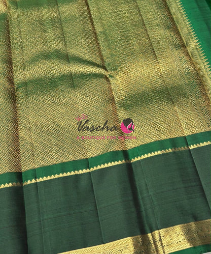 Pure Vintage Korvai Kanchipuram Silk Saree - Yellow & Green Combo - VVPS047