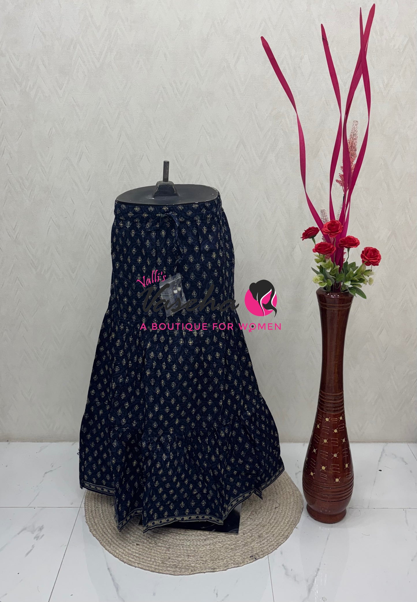 Skirts - Indigo Blue shade - Free Size ( Fit Upto XL Size) - VVPS001