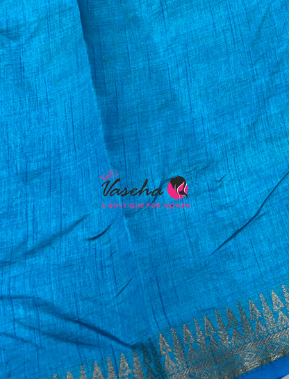 Semi Tussar Silk Saree | Blue Shade |VVSTS072