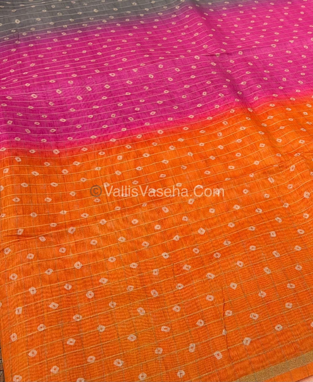 Semi Chanderi Saree - Fusion Of Bandhini & Madhubani- VVSCS002
