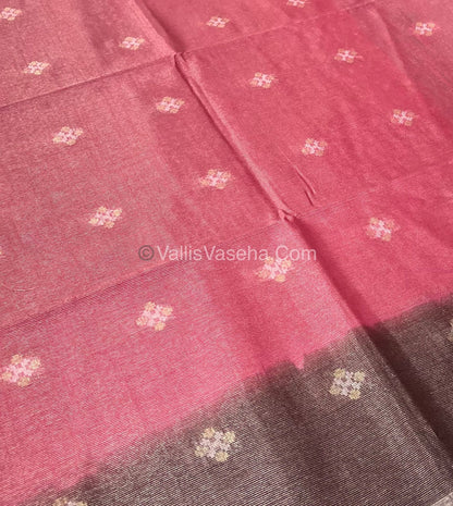 Bhagalpuri Silk - Vaira Voosi Lines - Pink & Chocolate Brown Combo - VVBSV001