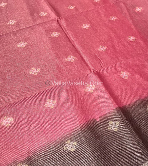 Bhagalpuri Silk - Vaira Voosi Lines - Pink & Chocolate Brown Combo - VVBSV001
