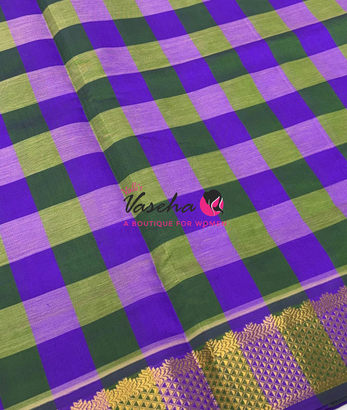 Semi Silk Cotton Saree |  Pazhum Pazhamum Checks Design |VVSSC018