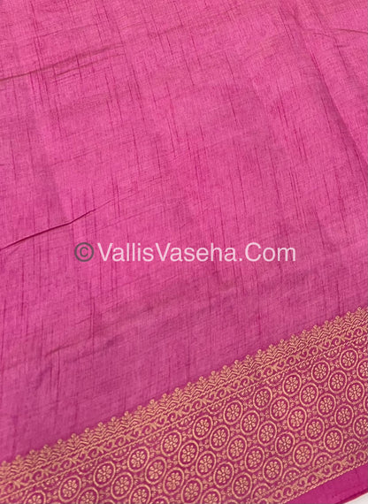 Semi Tussar Silk - Grand Pallu  - Pink Shade - VVSTS025