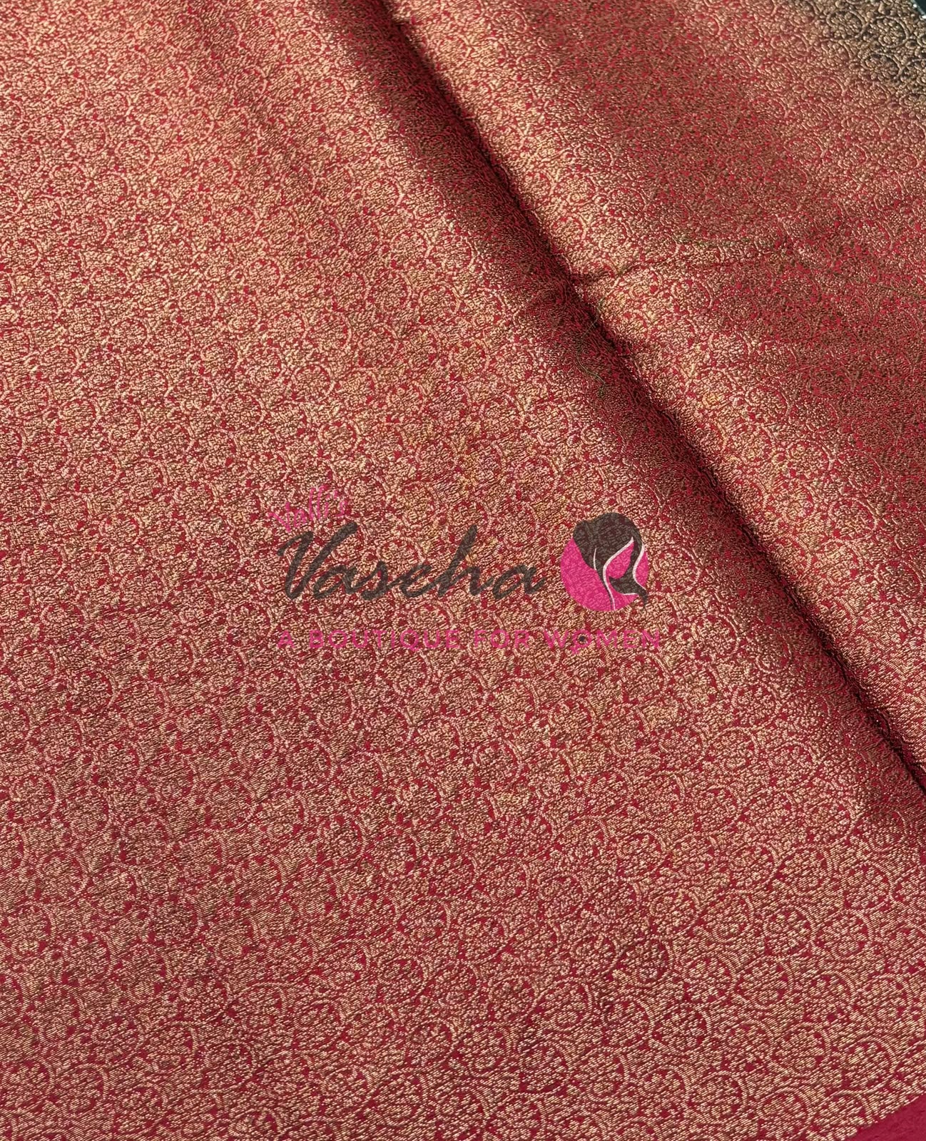 Bamboo Silk Saree- Green with Pink Shade - VVBSS014