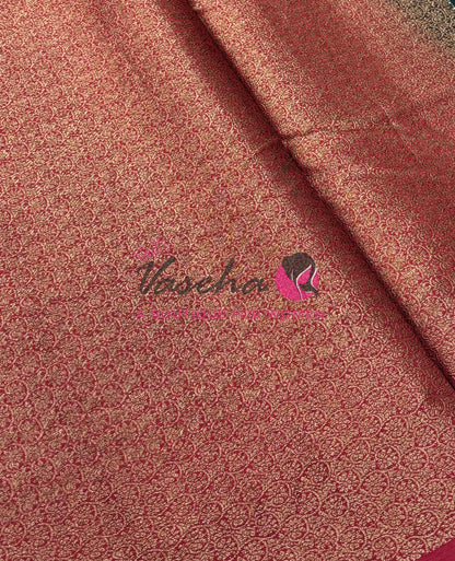 Bamboo Silk Saree- Green with Pink Shade - VVBSS014
