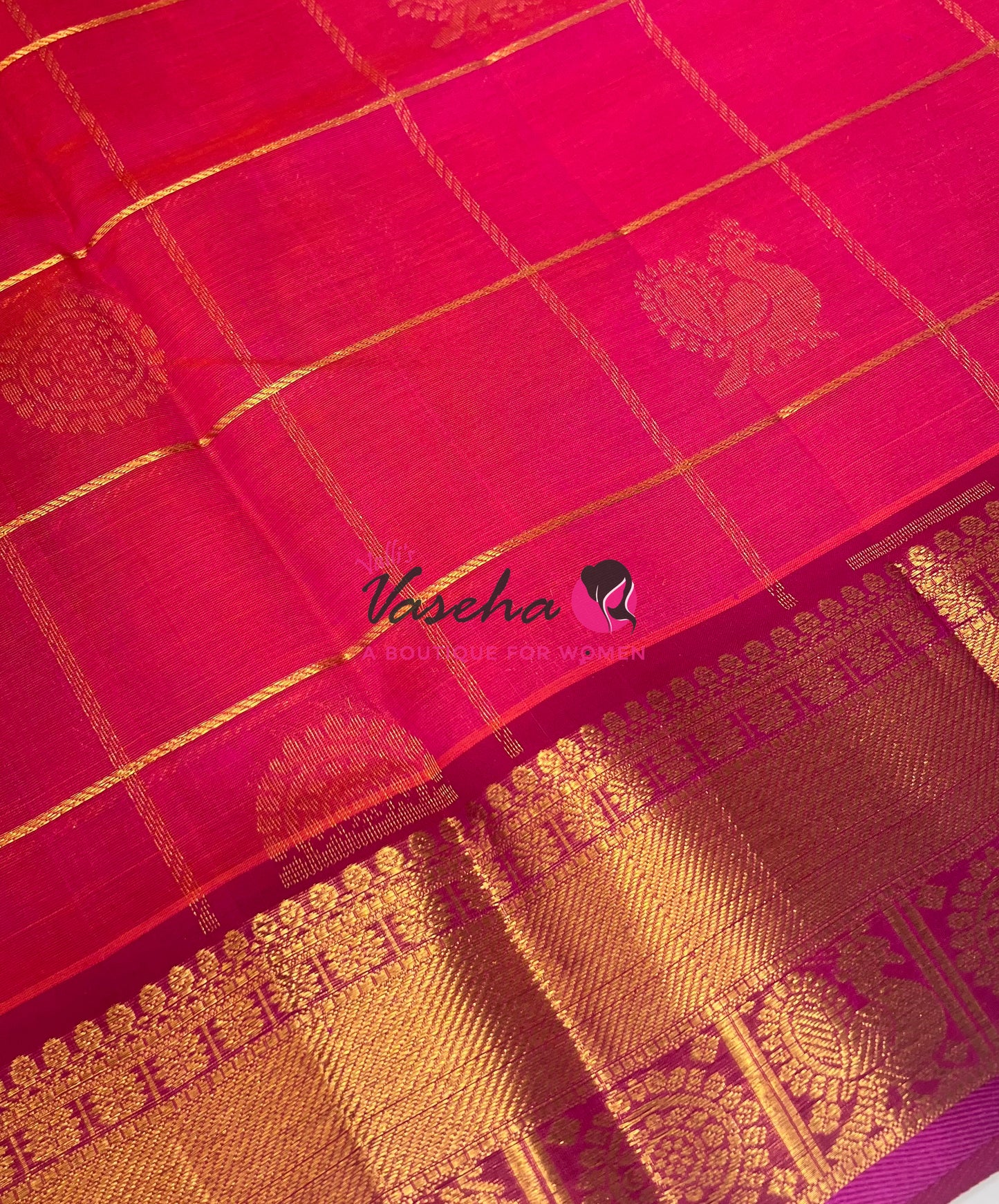 Pure Silk Cotton Saree - Mayil & Chakkaram Design - Pink with Pink - VVMC001