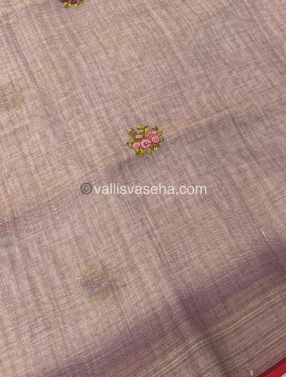 French Knot - Tissue Saree - Light Onion Pink Shade - VVLFN001