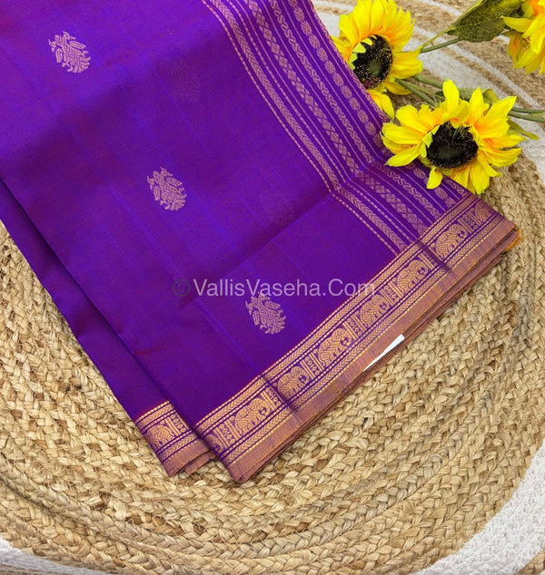 Pure Silk Cotton Saree - Retta Mayil Design - Purple Shade - VVRMS001
