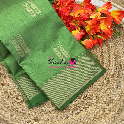 Semi Tussar Silk Saree | Pista Green Shade |VVSTS051