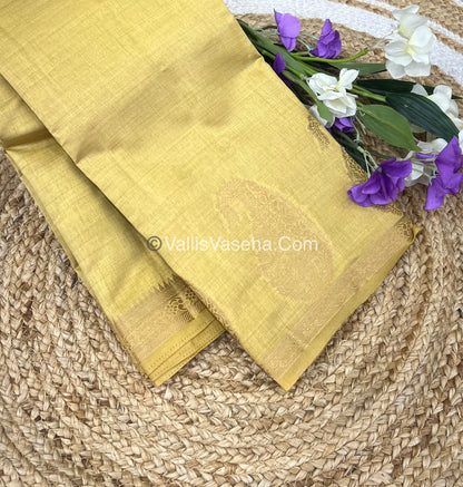 Semi Tussar Silk  - Cream Gold Shade - Small Mango Butta - VVSTS002