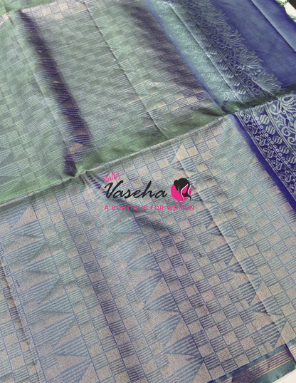 Pure Soft Silk Saree  - Blue & Light Blue Combo  - VVPSS055