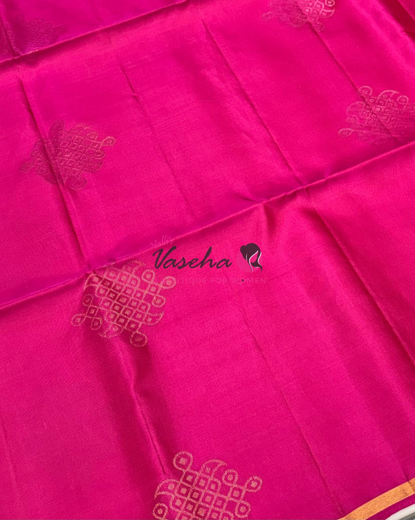 Half Mixed Soft Silk Saree - Kolam Design - Pink  Shade - VVPSS077