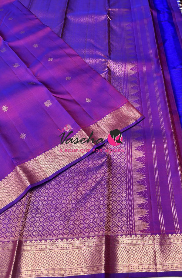 Pure Kanchipuram Silk Saree - Purple Shade  - VVPS022