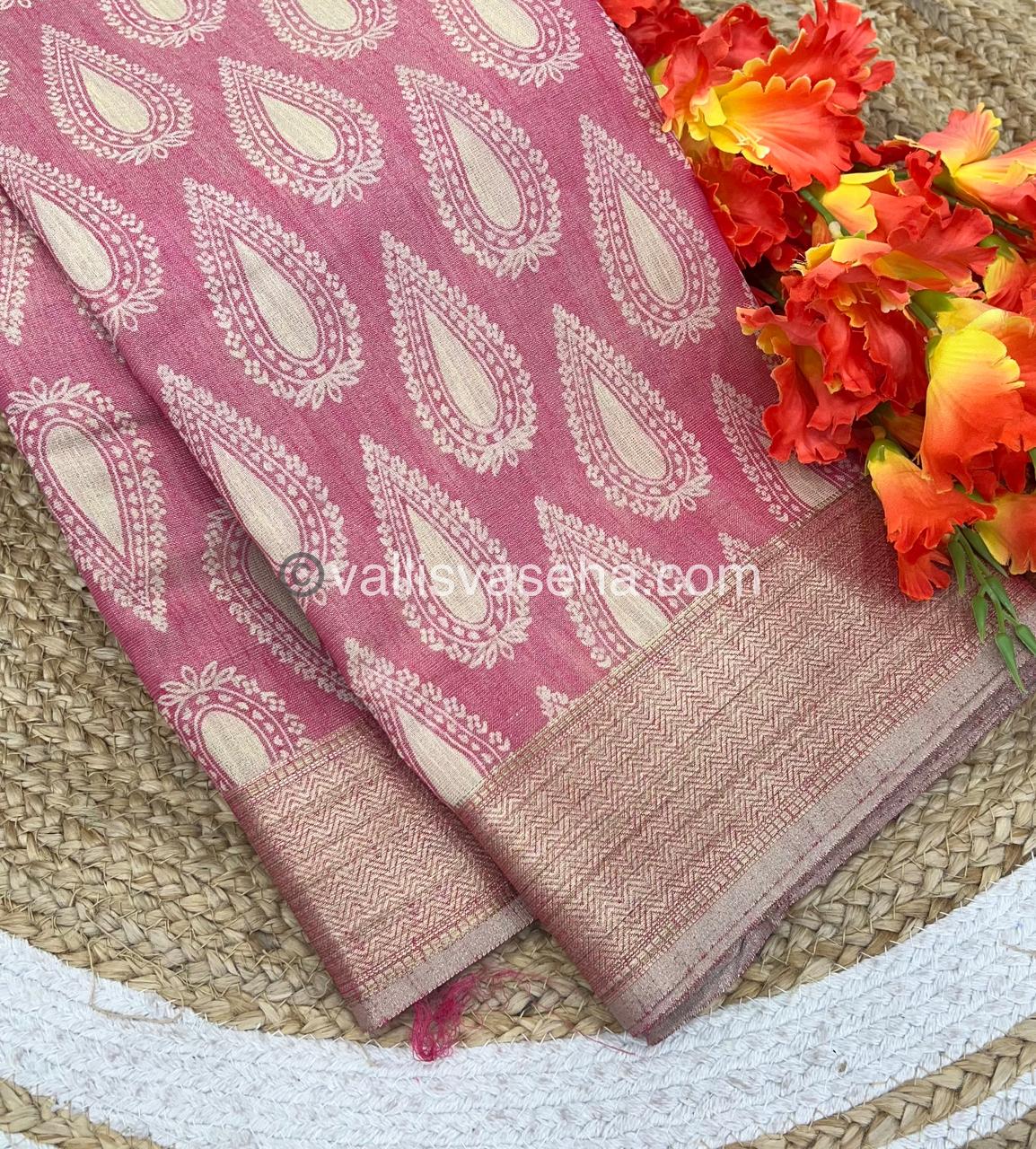 Semi Tussar Silk - Peachish Pink Shade - VVSTS006