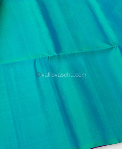 Pure Soft Silk Saree - Vaira Voosi design - Purple With Turquoise Blue Combo - VVPSS016