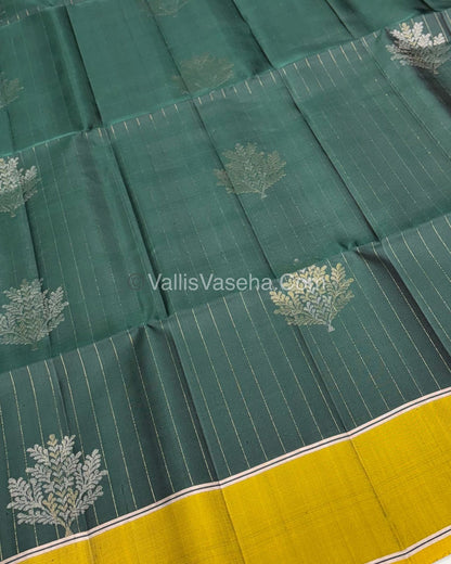 Pure Soft Silk Saree  -  Green & Yellow Combo - VVPSS055