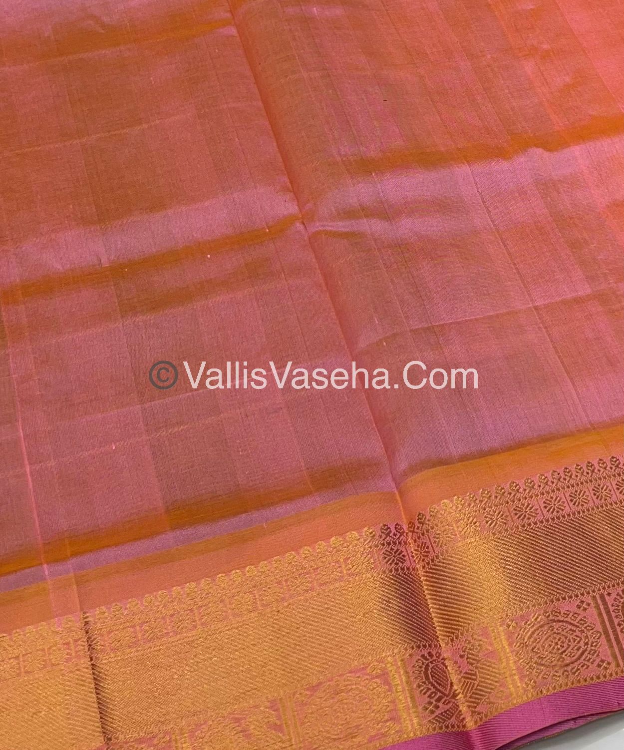 Pure Silk Cotton Saree - Mayil & Chakkaram Design - Grey With Peach  - VVMC001