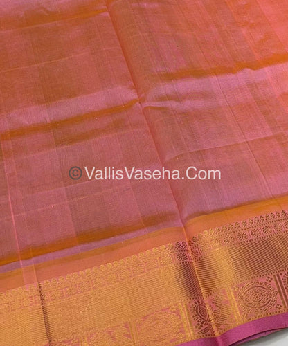 Pure Silk Cotton Saree - Mayil & Chakkaram Design - Grey With Peach  - VVMC001