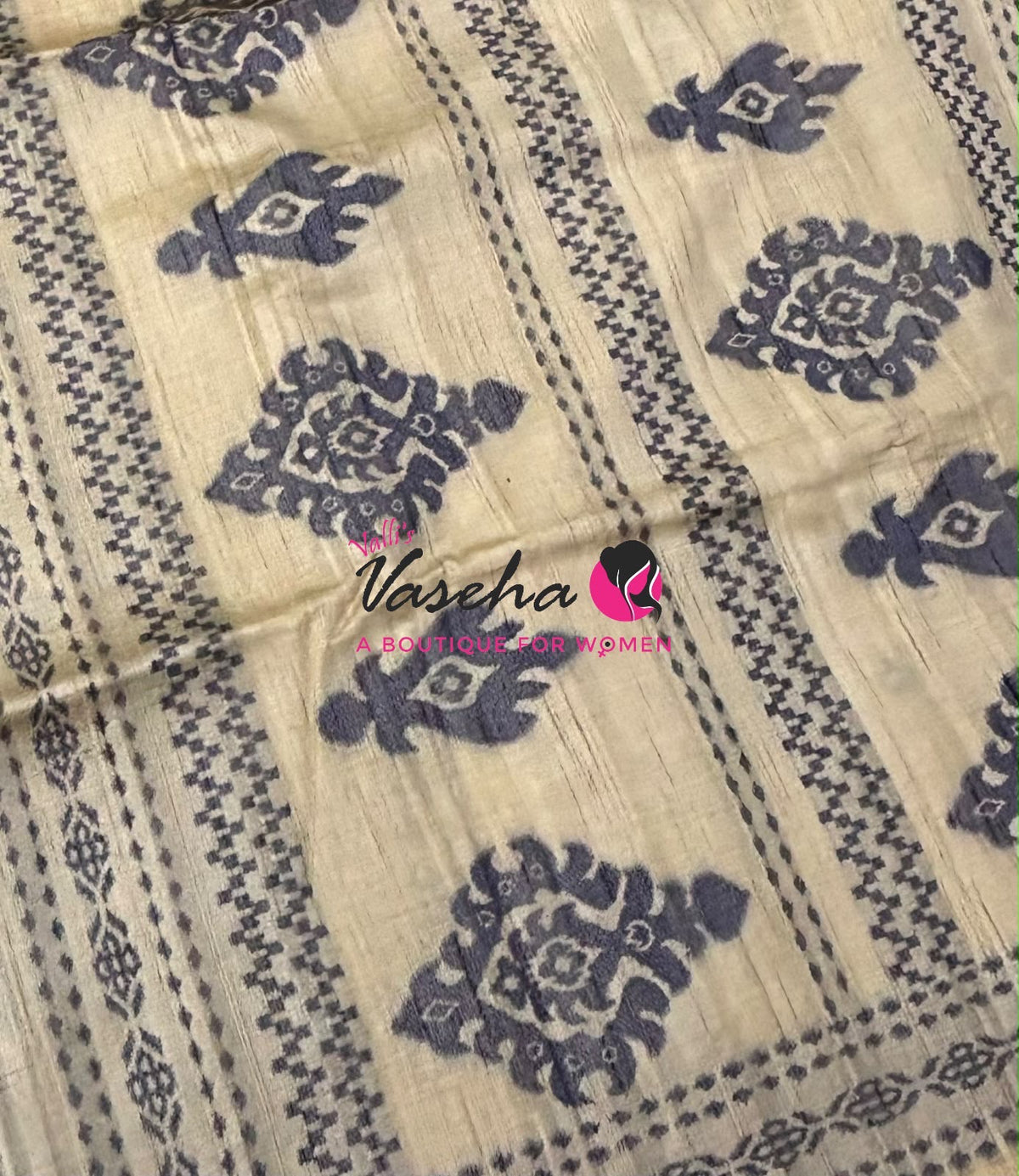 Semi Jute Silk Saree - Blue With Cream Shade - VVSJS003