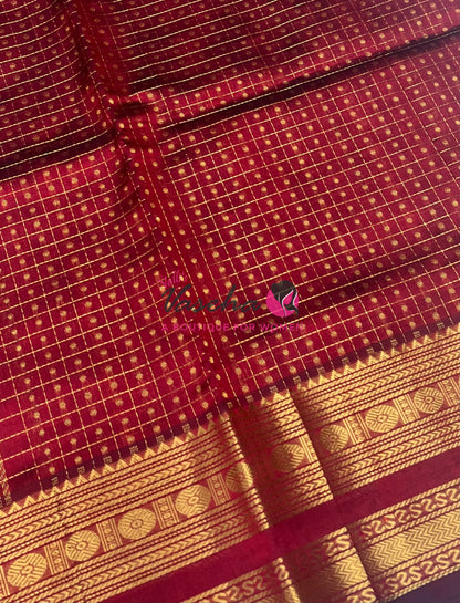 Pure Silk Cotton Saree | Blue With Maroon Shade |Lakshadeepam Design VVPLD002