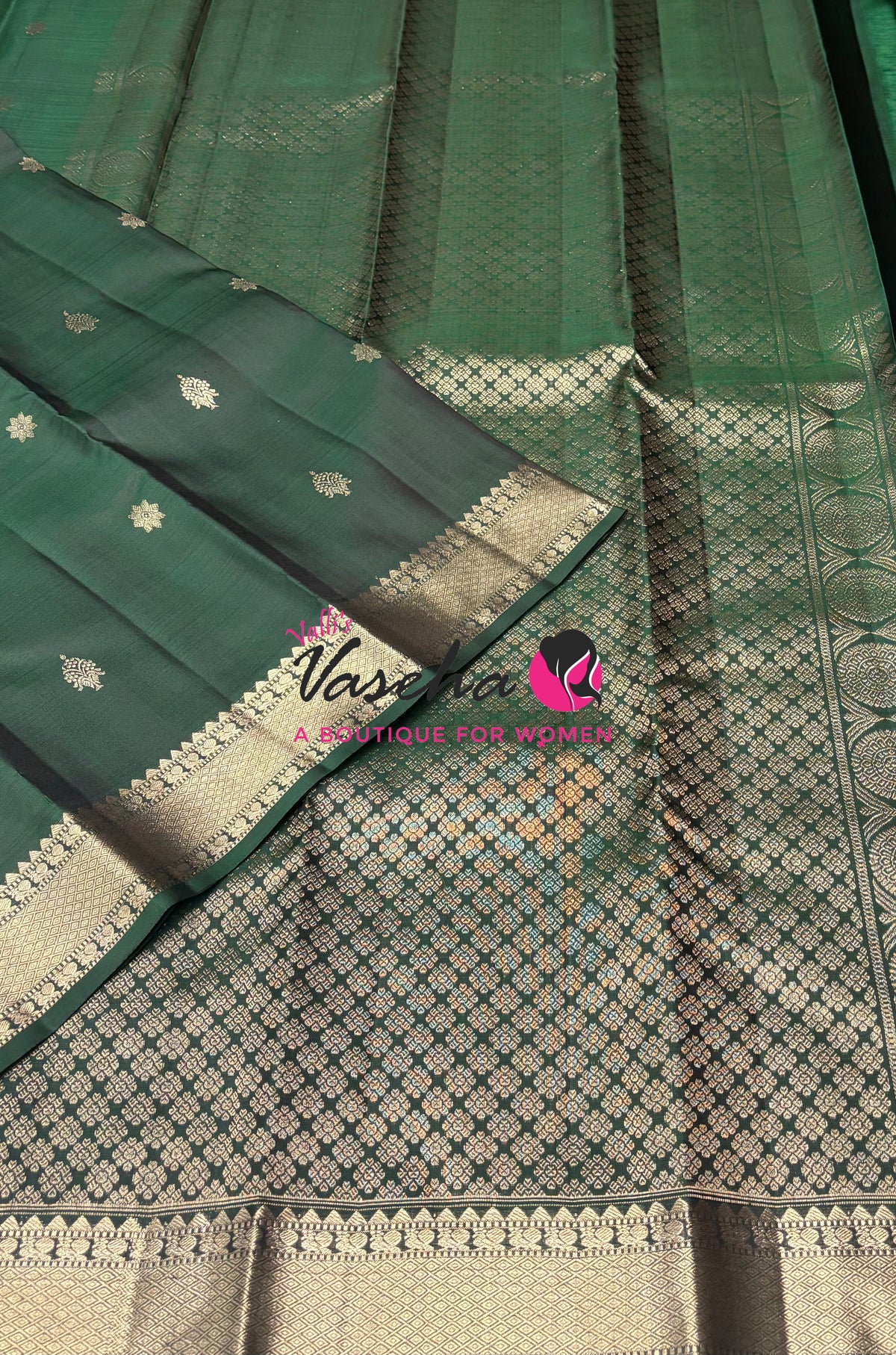 Pure Kanchipuram Silk Saree - Green Shade - VVPS093