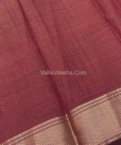 Semi Tussar Silk Saree - Ikkat / Pochampally Design - Maroon Shade - VVSTS034