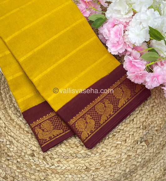 Sungudi Cotton Saree | Velthari Design - Yellow with Maroon Shade - VVSCV001