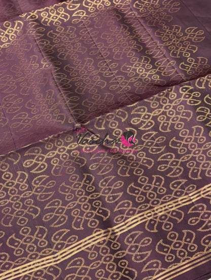 Half Mixed Soft Silk Saree - Kolam Design - Pink & Brown Shade - VVPSS077