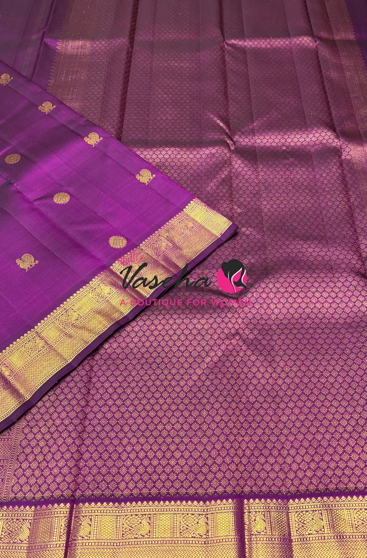 Pure Kanchipuram Silk Saree - Purple Shade - VVPS025