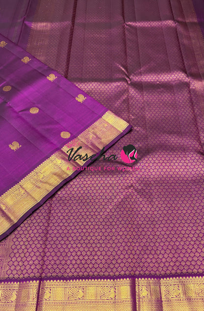 Pure Kanchipuram Silk Saree - Purple Shade - VVPS025