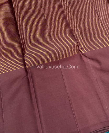 Pure Kanchipuram Silk Saree - Rust Orange & Wine Brown Shade  - VVPS024