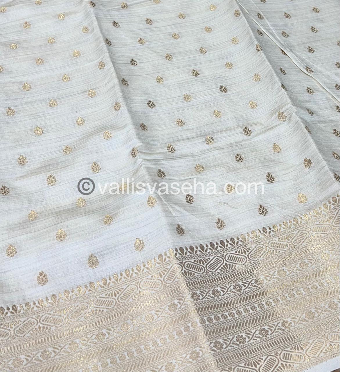 Semi Tussar Silk Saree - Cream Shade - VVSTS008