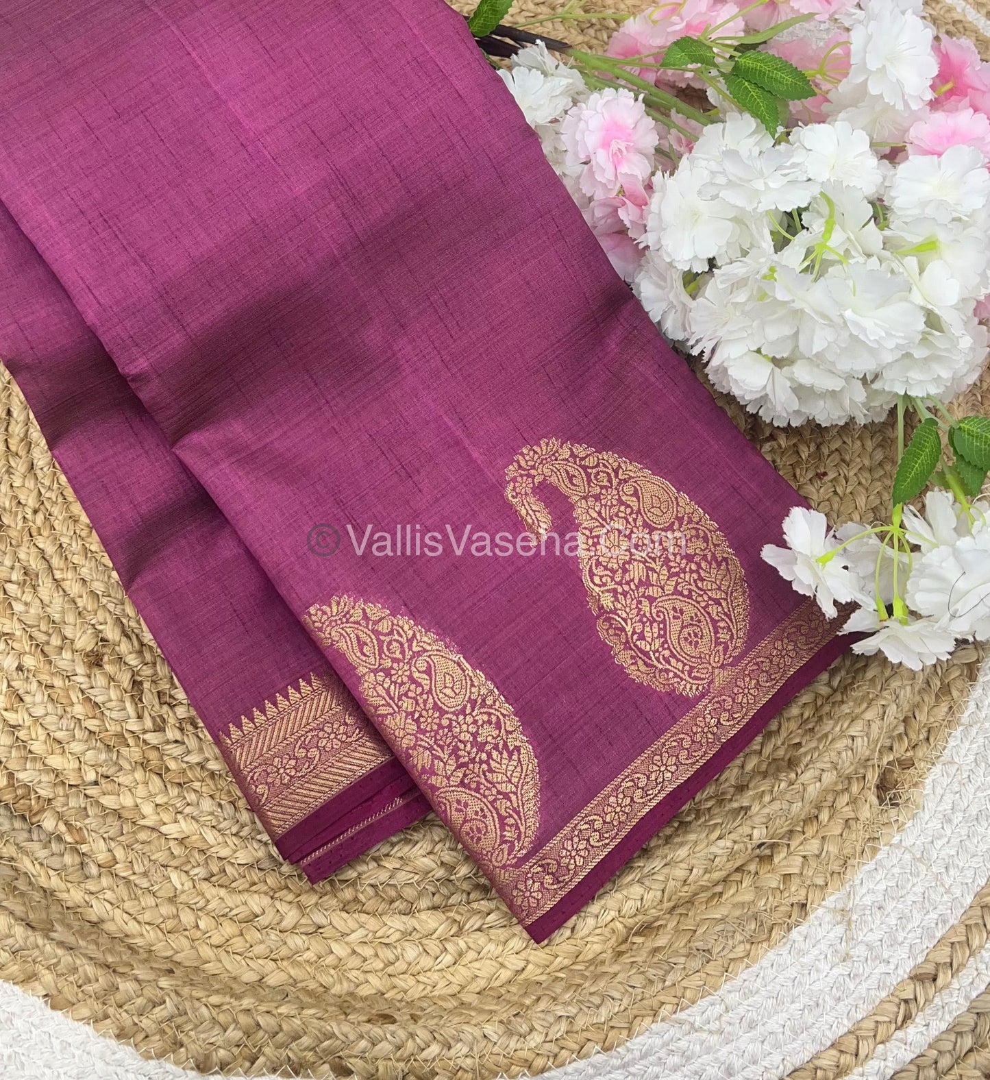 Semi Tussar Silk - Small Mango - Onion Pink Shade - VVSTS002
