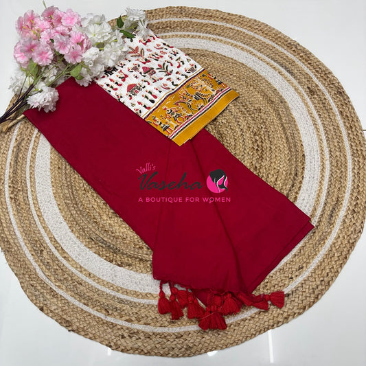 Budget Friendly Sarees - Casual Wear Sarees - Khadi Cotton Sarees - VVKCS028
