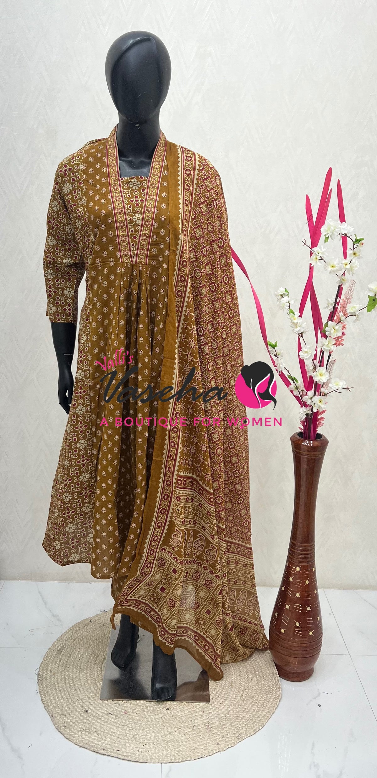 Ready Made | Anarkali Set  |Salwar, Kameez & Duppatta(3pc)|Cotton |VVRMS029