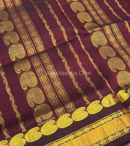 Pure Korvai Silk Cotton - Purplish Pink with Maroon - Checks Pattern - VVKSC008