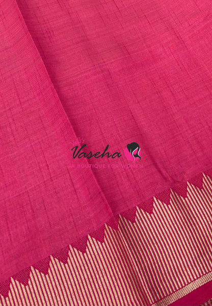 Semi Tussar Silk Saree | Pinkish Red  Shade |VVSTS051