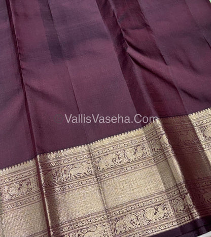 Pure Vintage Korvai Kanchipuram Bridal Silk Saree - Light Green & Brown Combo - VVPS033