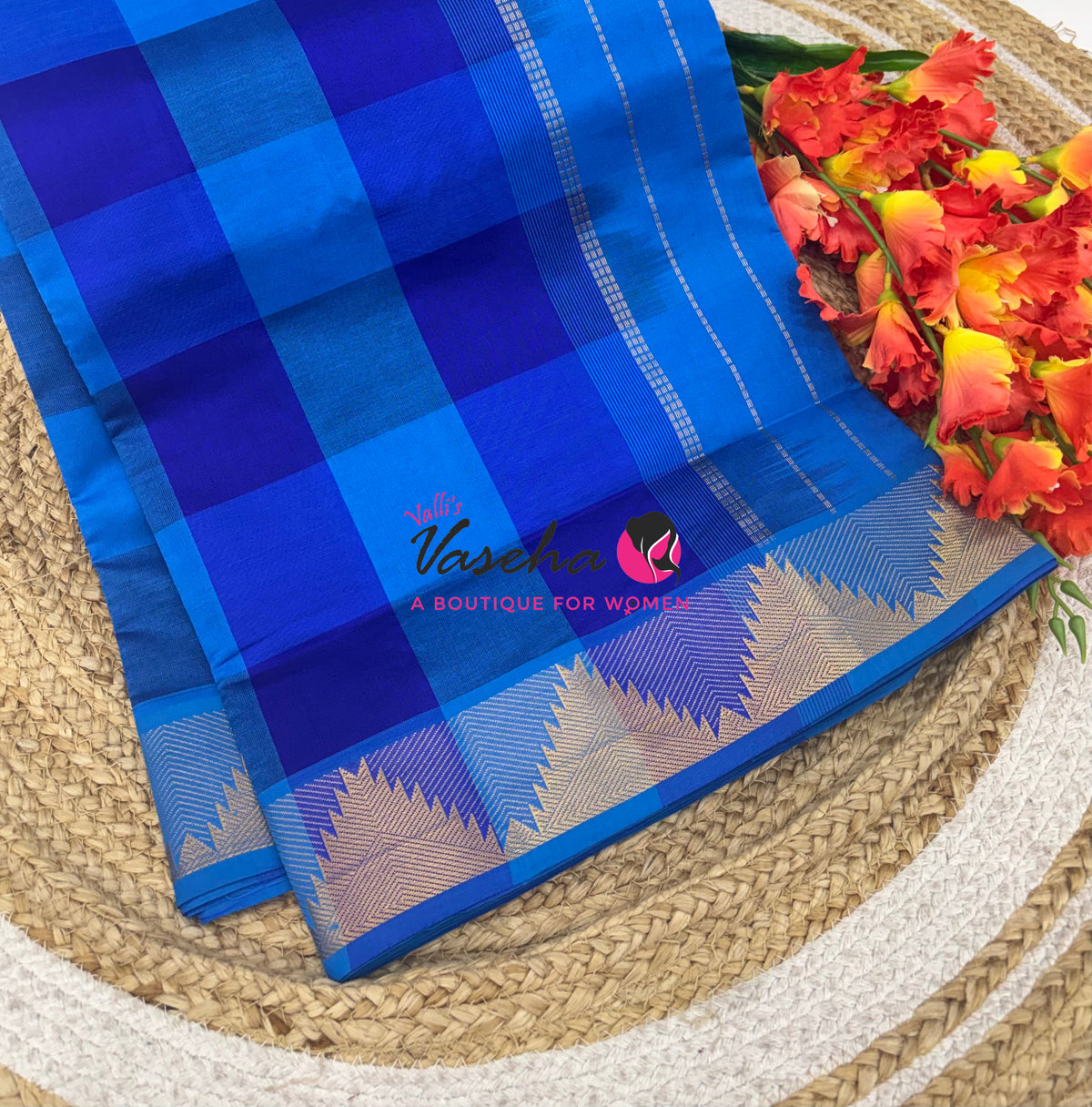 Semi Silk Cotton Saree | Pazhum Pazhamum Checks Design |VVSSC020