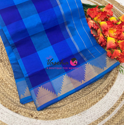 Semi Silk Cotton Saree | Pazhum Pazhamum Checks Design |VVSSC020