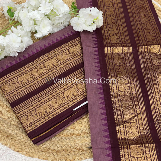 Unstitched Salwar Material -Kanchi Cotton - 2PCS Set - Onion Pinkish Shade with  Maroon - VVUKM003