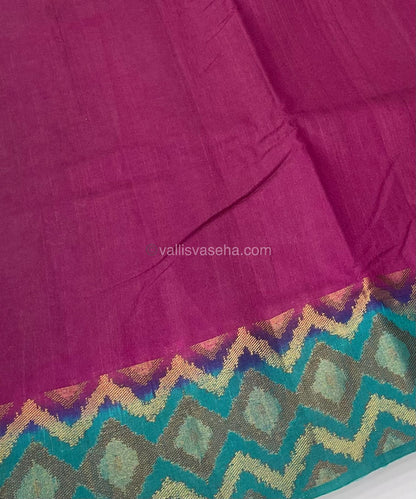 Bamboo Silk Saree  - Purplish Pink With Blue Shade - VVBSS001