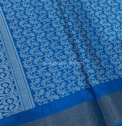 Fancy Mixed Cotton / Semi Chappa Silk |Mayil & Chakkaram| - Light Blue & Blue Combo - VVSCS006