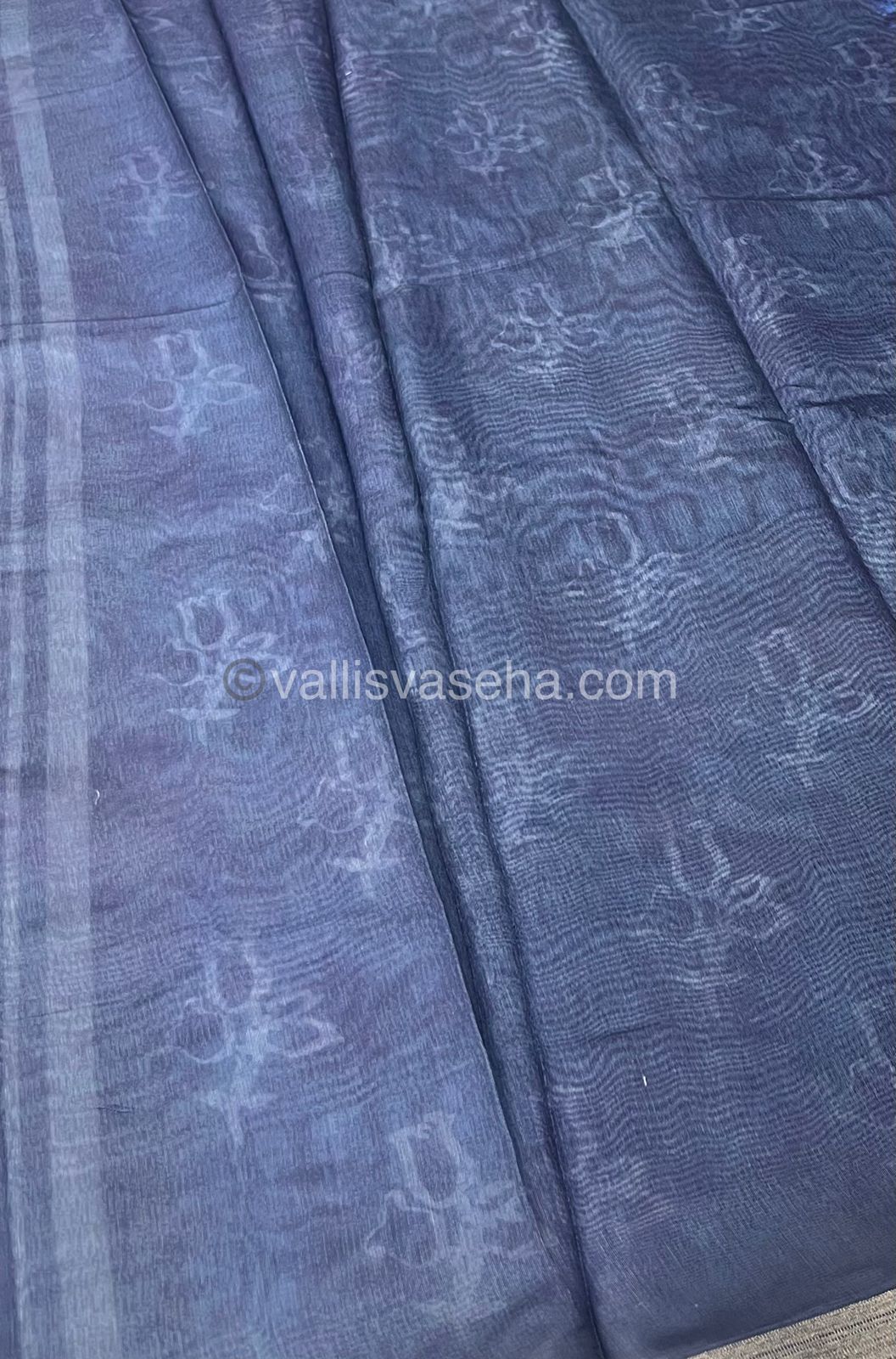 Chanderi Mixed Cotton Saree - Indigo Prints - VVCPS001