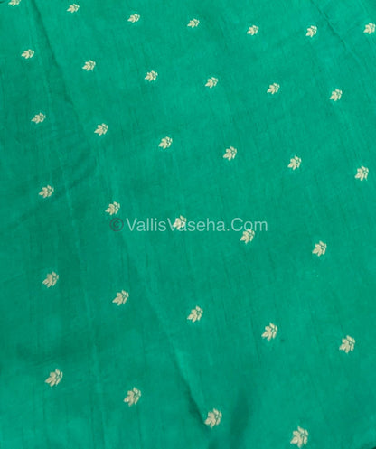 Semi Tussar Silk - Vairavoosi & Elephant Design -  Green shade-VVSTS019