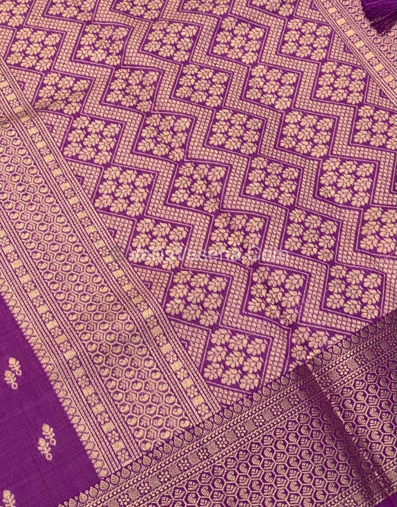 Semi Tussar Silk - Grand Pallu  - Purplish Pink Shade - VVSTS021