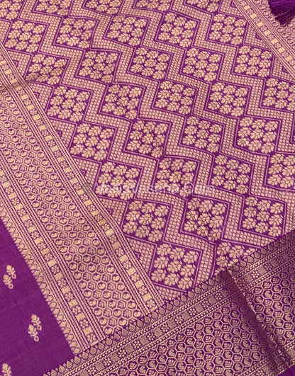 Semi Tussar Silk - Grand Pallu  - Purplish Pink Shade - VVSTS021
