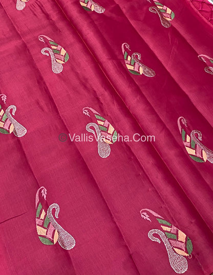 Butter Silk - Pink & Peacock Blue Combo - VVBS002